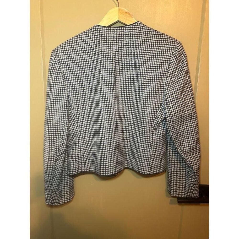 Miss Pendleton 100% virgin wool Blazer navy houndstooth size‎ 8 - Picture 2 of 5
